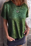 Casual Gradual Change Bronzing Contrast O Neck T-Shirts