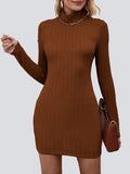 A-Line Bodycon Mock Neck Mini Dress Backless Style