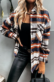 Casual Plaid Buckle Turndown Collar Outerwear(3 Colors)