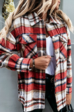 Casual Plaid Buckle Turndown Collar Outerwear(3 Colors)