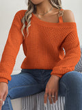 Asymmetric One-Shoulder Loose Sweater Tops for Women