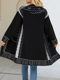 Long Sleeves Loose Jacquard V-Neck Cardigan Tops