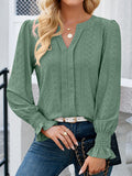 Flared Sleeves Long Sleeve V-Neck T-Shirt Tops