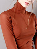 13 Colors High-Neck Long Sleeve T-Shirt for Women