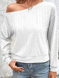 Long Sleeve Loose Asymmetric One-Shoulder T-Shirt