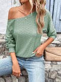 Long Sleeve Loose Asymmetric One-Shoulder T-Shirt