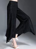 Original Loose Solid Color Irregular Pleated Wide Leg Pants