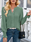 Flared Sleeves Long Sleeve V-Neck T-Shirt Tops