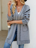 Long Sleeves Loose Jacquard V-Neck Cardigan Tops
