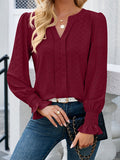 Flared Sleeves Long Sleeve V-Neck T-Shirt Tops
