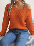 Asymmetric One-Shoulder Loose Sweater Tops for Women