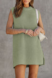 Casual Solid Slit O Neck A Line Dresses(6 Colors)