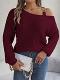 Asymmetric One-Shoulder Loose Sweater Tops for Women