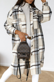 Casual Elegant Plaid Pocket Buckle Turndown Collar Outerwear