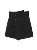 High Waisted Irregular Clipping Solid Color Culotte Shorts