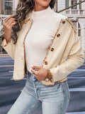 Long Sleeve Loose Buttoned Lapel Outerwear in Apricot