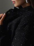 Long Sleeves Loose Buttoned Elastic Pockets Sequined Jackets