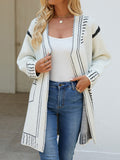 Long Sleeves Loose Jacquard V-Neck Cardigan Tops