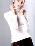 13 Colors High-Neck Long Sleeve T-Shirt for Women