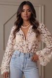 Lace Button Up Long Sleeve Shirt