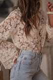 Lace Button Up Long Sleeve Shirt