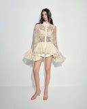 Sexy Hot Girl Style 2025 Autumn New High-Waist Skirt Women's Flared Sleeve Single-Button Plaid Dress