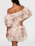 Off-Shoulder Ruffle Tiered Mini Dress