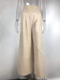 Simple Casual Solid Color Ramie Cotton Wide Leg Pants