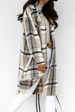 Casual Elegant Plaid Pocket Buckle Turndown Collar Outerwear