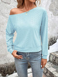 Long Sleeve Loose Asymmetric One-Shoulder T-Shirt
