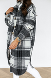Casual Elegant Plaid Pocket Buckle Turndown Collar Outerwear