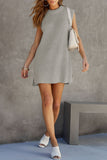 Casual Solid Slit O Neck A Line Dresses(6 Colors)