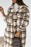 Casual Elegant Plaid Pocket Buckle Turndown Collar Outerwear