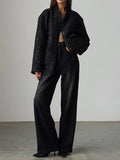 Long Sleeves Loose Buttoned Elastic Pockets Sequined Jackets