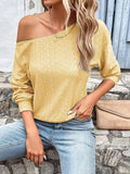 Long Sleeve Loose Asymmetric One-Shoulder T-Shirt