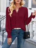 Flared Sleeves Long Sleeve V-Neck T-Shirt Tops