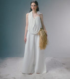 Fresh and Elegant Shirt - 2025 Autumn/Winter New Arrival, Floral Appliqué Ruffled Halter Neck Slimming Blouse for Women Mini Dress