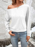 Long Sleeve Loose Asymmetric One-Shoulder T-Shirt