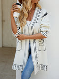Long Sleeves Loose Jacquard V-Neck Cardigan Tops