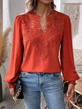 Luźne bluzki z bufiastymi rękawami i dekoltem w serek, z żakardowym wzorem