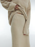 Imitation Mink Top And Skirt Knitted Suit