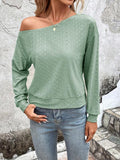 Long Sleeve Loose Asymmetric One-Shoulder T-Shirt