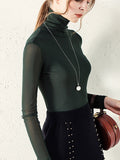 13 Colors High-Neck Long Sleeve T-Shirt for Women