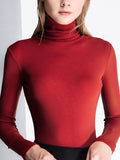 13 Colors High-Neck Long Sleeve T-Shirt for Women