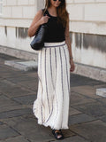 Casual Striped Tassel Knit Skirt