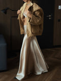 Long Sleeves Loose Buttoned Elastic Pockets Sequined Jackets