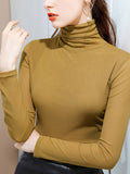13 Colors High-Neck Long Sleeve T-Shirt for Women