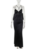 Bow Backless Sexy Maxi Dress For Women Satin Spaghetti Strap V Neck Sleeveless Sexy Club Party Long Dress Elegant