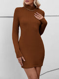 A-Line Bodycon Mock Neck Mini Dress Backless Style