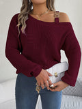 Asymmetric One-Shoulder Loose Sweater Tops for Women
